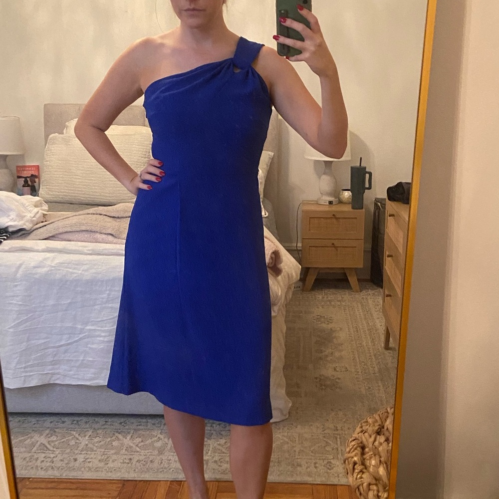 Royal blue one shoulder banana republic dress
